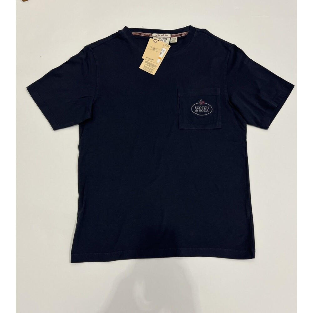 Scotch & Soda Garment Dyed Logo Pocket T-Shirt Blue Men’s S NWT